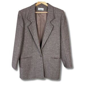 Givenchy Blazer Jacket Single Breasted Longline Wool Silk Tan Brown Women's 8
